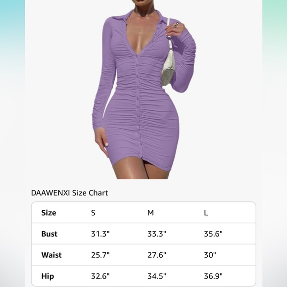 Elegant Purple Ruched Dress - Picture 6 of 7